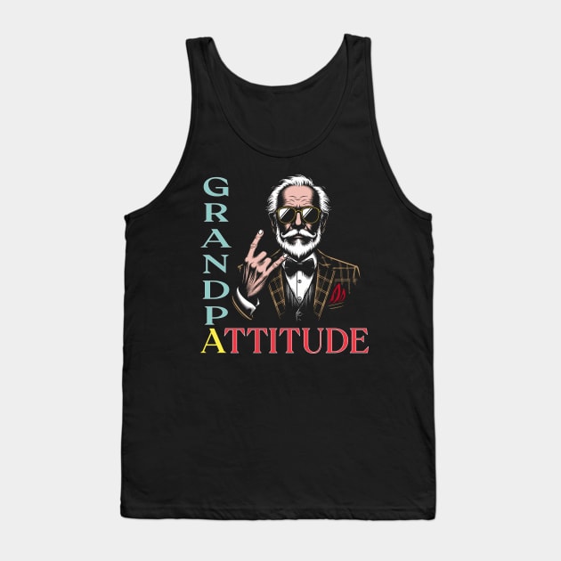 Stylish Grandpa Attitude: Age is Just a Number Tank Top by MetalByte